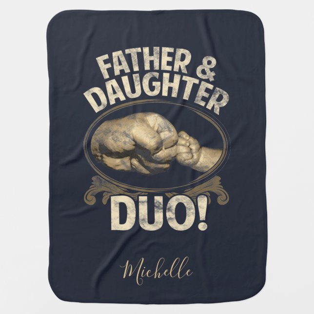 Father and Daughter First Fathers Day Custom Baby Blanket (Front)