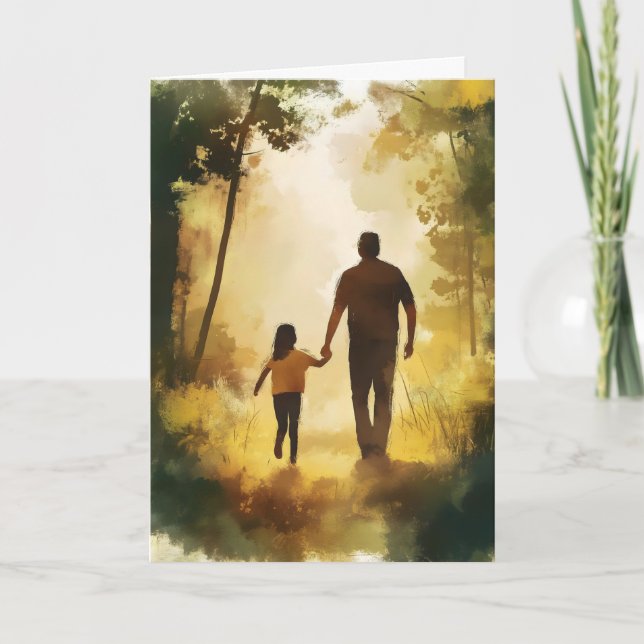 Father and Daughter Forest Holiday Card (Front)