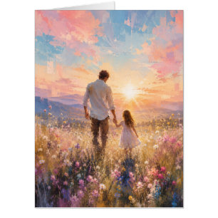 Father and Daughter Sunrise Painting Card
