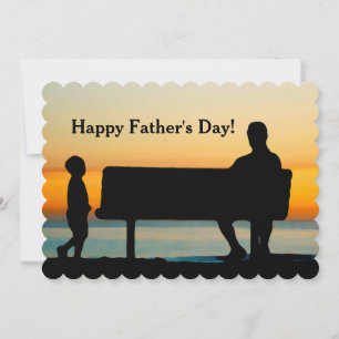 Father and Kid at Sunset Unique Photo Father's Day Card