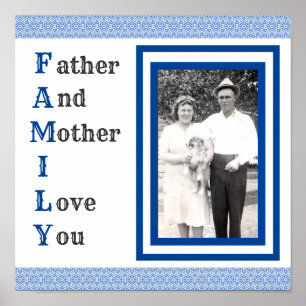 Father and Mother I Love You Family Photo Poster