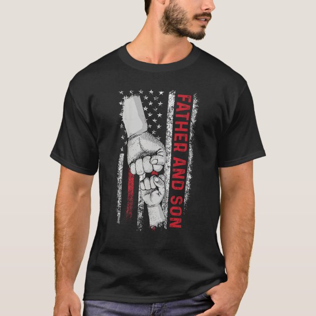 Father And Son American Flag Matching Father s Day T-Shirt (Front)