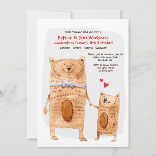 Father and Son Bears Invitation