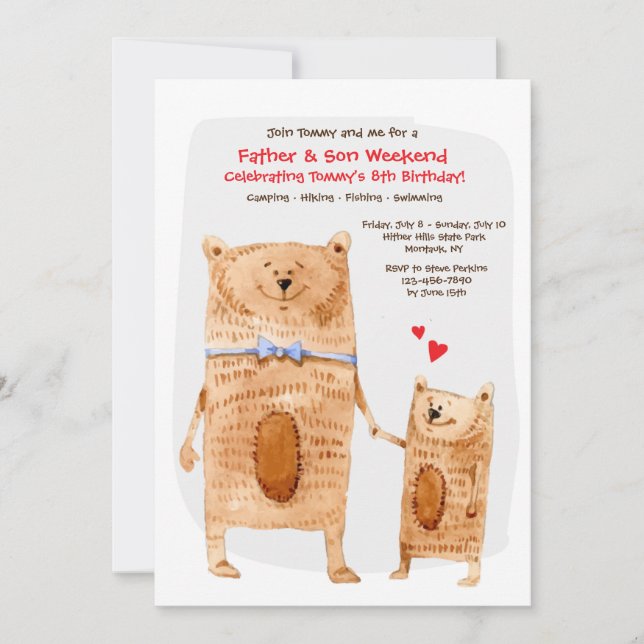 Father and Son Bears Invitation (Front)