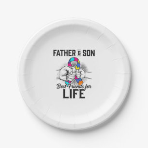 Father and Son Best Friends for Life Puzzle Ribbon Paper Plates