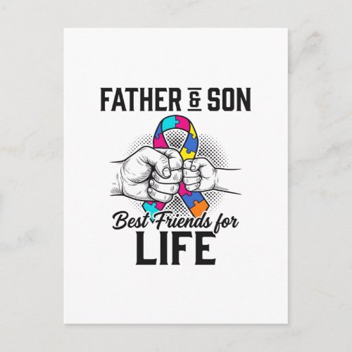 Father and Son Best Friends for Life Puzzle Ribbon Postcard