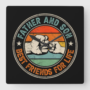 Father And Son Best Friends For Life  Square Wall Clock