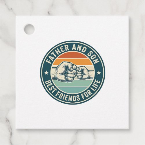 Father and Son Best Friends Vintage Fist Bump Shir Favor Tags