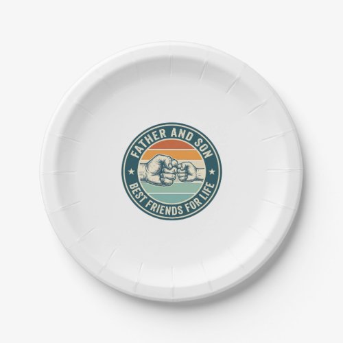 Father and Son Best Friends Vintage Fist Bump Shir Paper Plates