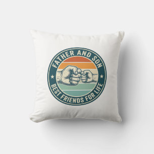 Father and Son Best Friends Vintage Fist Bump Shir Throw Pillow
