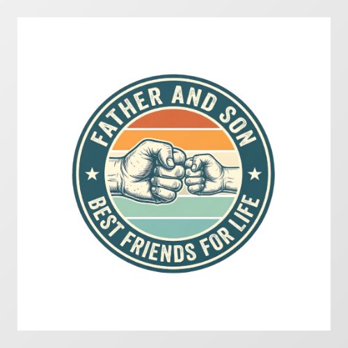 Father and Son Best Friends Vintage Fist Bump Shir Window Cling