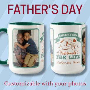 Father and Son custom photos & names Father's Day Mug