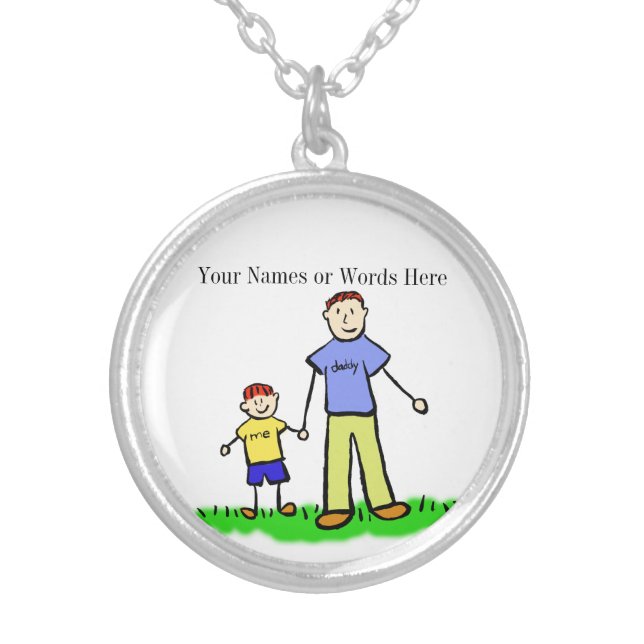 Father and Son Customized Jewelry Art Necklace (Front)