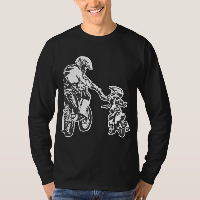 Father And Son Dirt Bike Racer Dirt Road Racing Mo T-Shirt (Front)