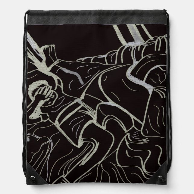 Father and Son Drawstring Backpack (Front)
