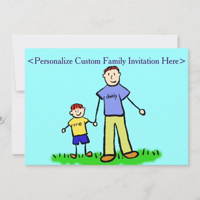 Father and Son Family Characters Custom Invitation (Front)