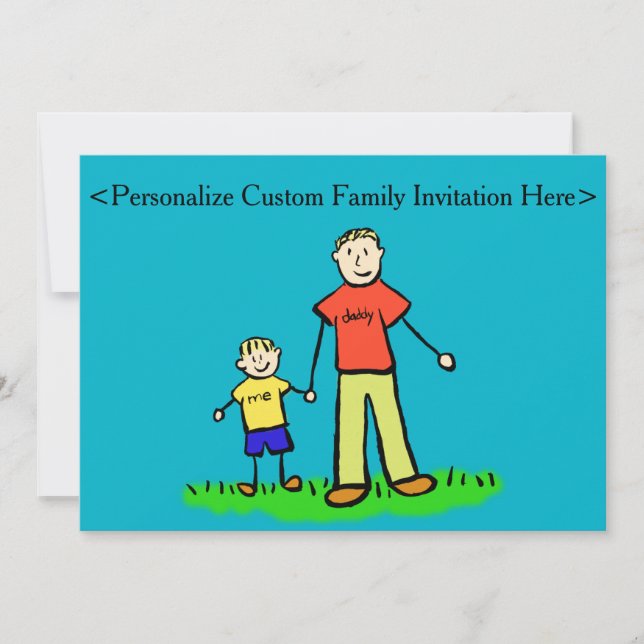 Father and Son Family Characters Custom Invitation (Front)