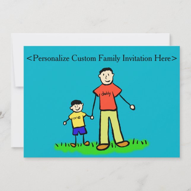 Father and Son Family Characters Custom Invitation (Front)