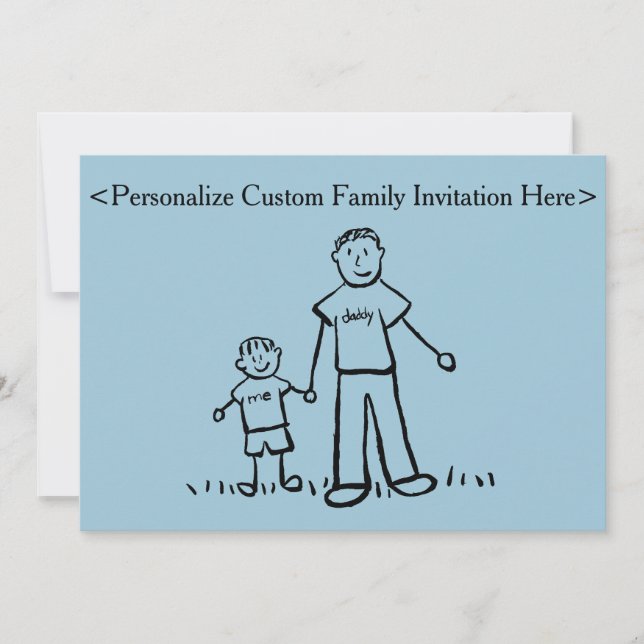 Father and Son Family Characters Custom Invitation (Front)