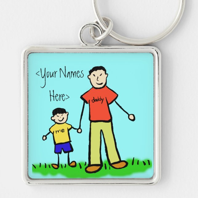 Father and Son Family Characters Custom Keychains (Front)