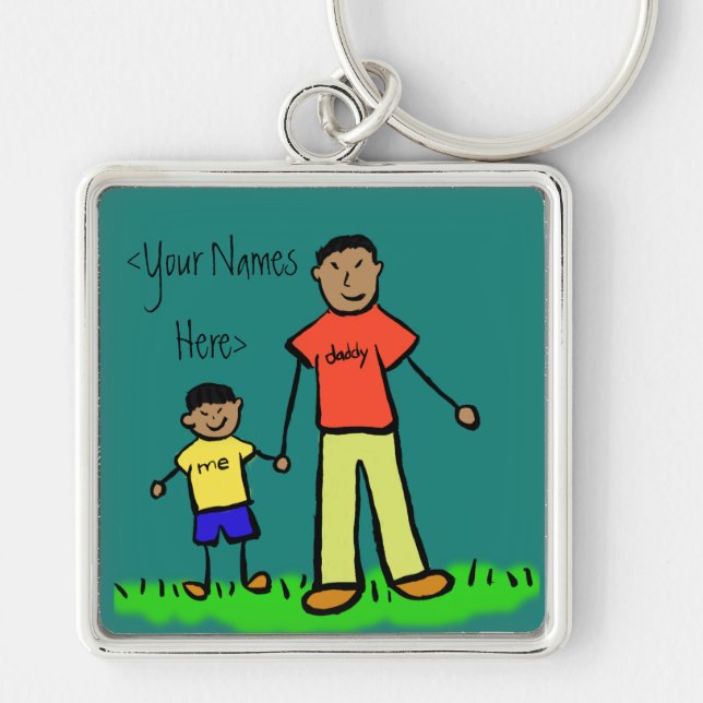 Father and Son Family Characters Custom Keychains (Front)