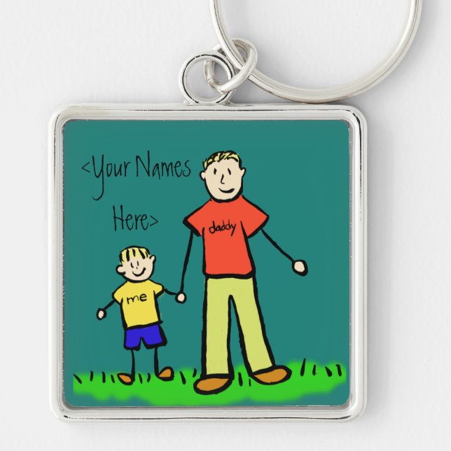 Father and Son Family Characters Custom Keychains (Front)