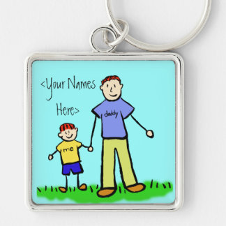 Father and Son Family Characters Custom Keychains