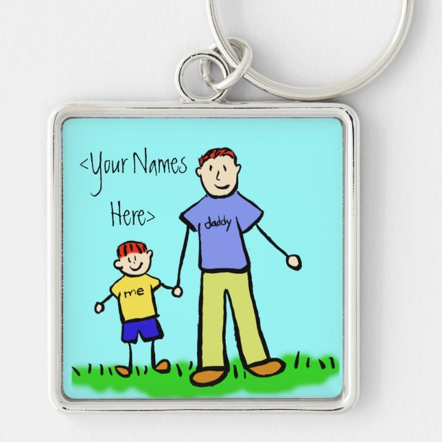 Father and Son Family Characters Custom Keychains (Front)