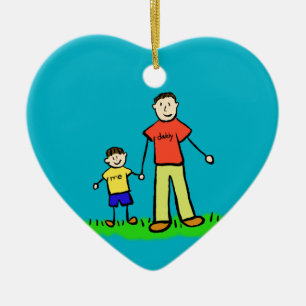 Father and Son Family Characters Custom Ornaments