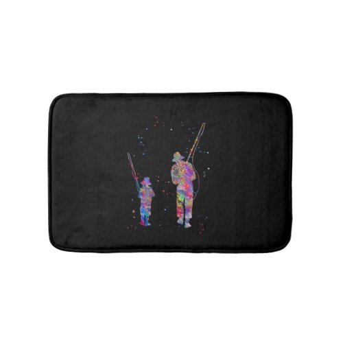 Father and son fishing  bath mat