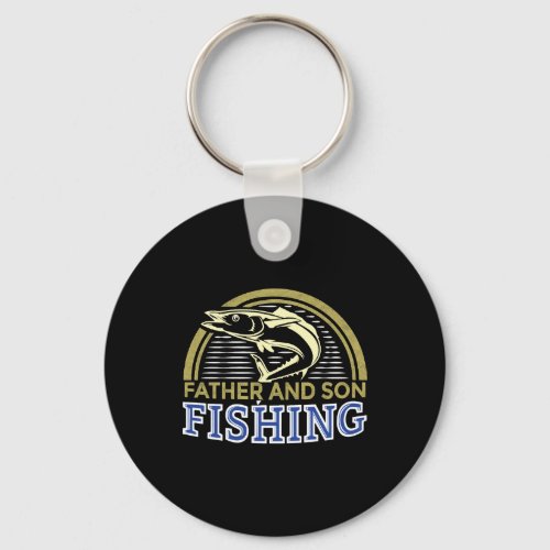 Father and son fishing fathers day for lake sea keychain