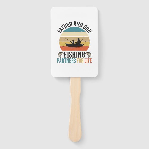 Father and Son Fishing Partners for Life Design_1 Hand Fan