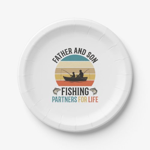 Father and Son Fishing Partners for Life Design_1 Paper Plates