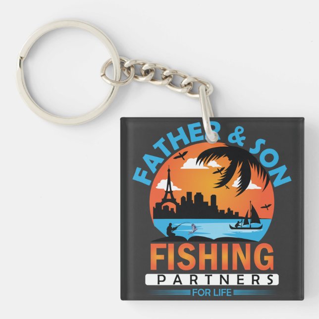 Father and Son Fishing Partners for Life Keychain (Front)