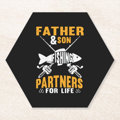 Father And Son Fishing Partners For Life Paper Coaster