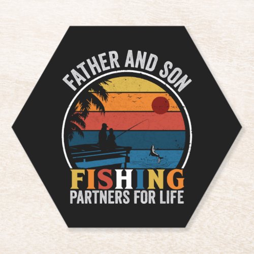 Father And Son Fishing Partners For Life   Paper Coaster