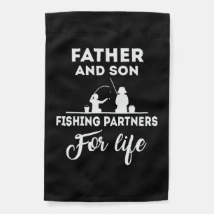 Father and son fishing partners garden flag