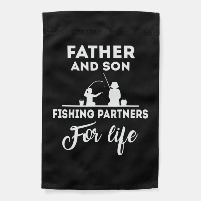 Father and son fishing partners garden flag (Front)