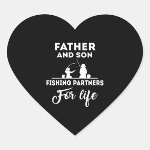 Father and son fishing partners heart sticker