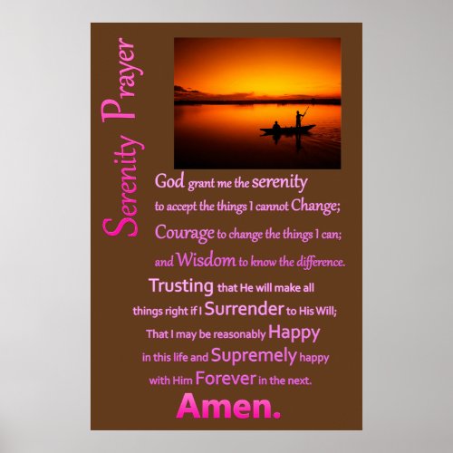 Father and son fishing the serenity prayer poster