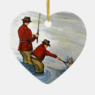 Father and son fishing trip ceramic ornament