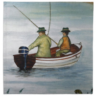 Father and son fishing trip napkin
