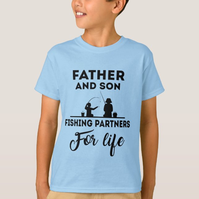 Father and son fishing word art T-Shirt (Front)