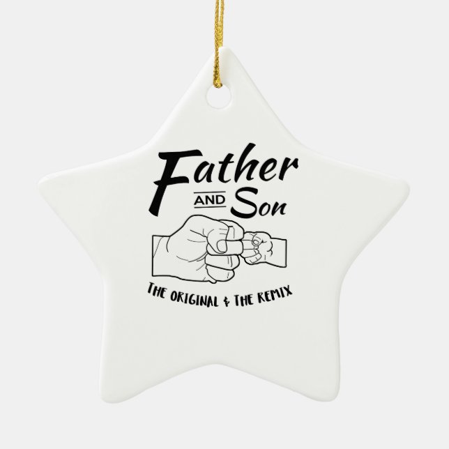 Father and Son Fist bump Ceramic Ornament (Front)