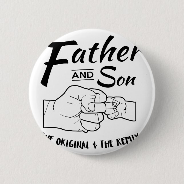 Father and Son Fist bump Pinback Button (Front)