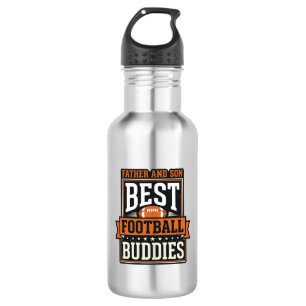 Father and Son Football Buddies Vintage Shirt Desi Stainless Steel Water Bottle