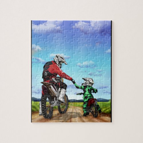 Father and son going on a dirt bike ride jigsaw puzzle