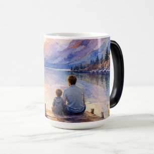 Father and Son Lake Watercolor Art Print Color Morph Mug