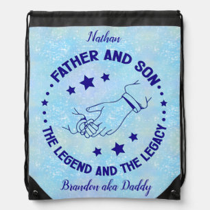 Father and Son Legend and Legacy Custom Drawstring Bag