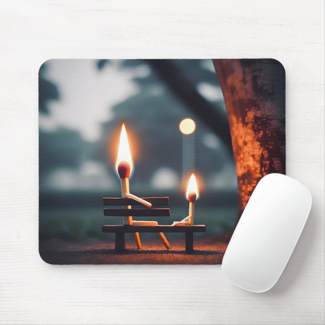 Father and Son Matchsticks On a Bench Mouse Pad (With Mouse)